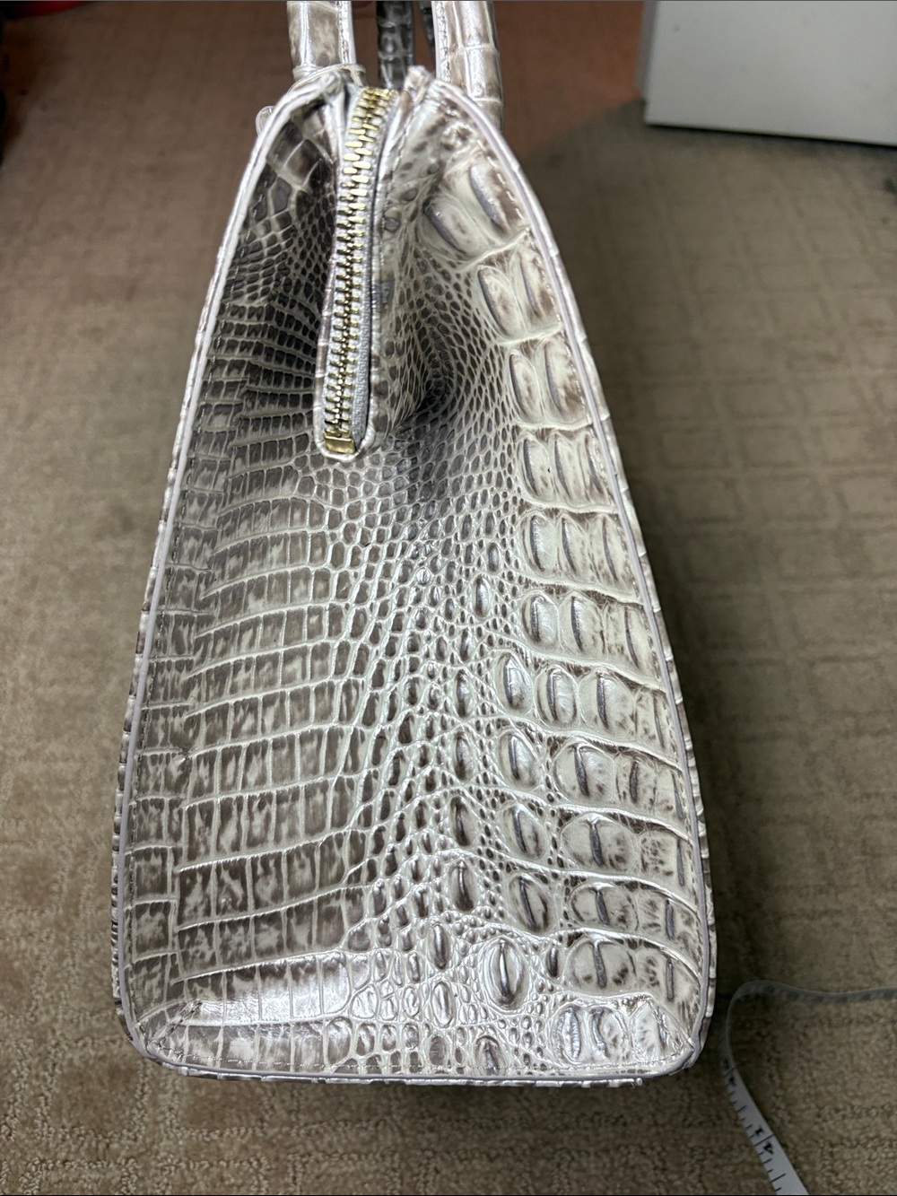 Brahmin Small Caroline Satchel in Pristine Croc-Embossed Leather Tote - Picture 10 of 12